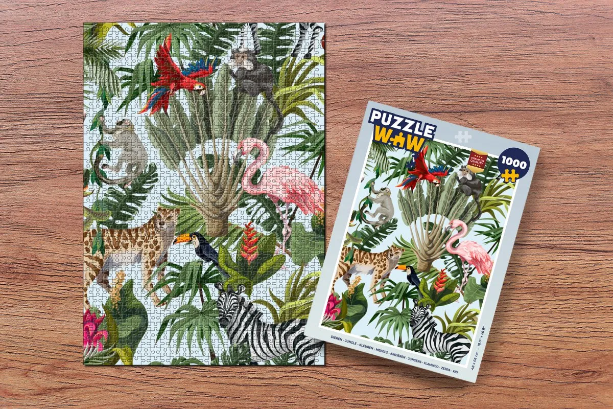 PuzzleWow Jungle Dieren Legpuzzel 1000 Stuks - Multicolor