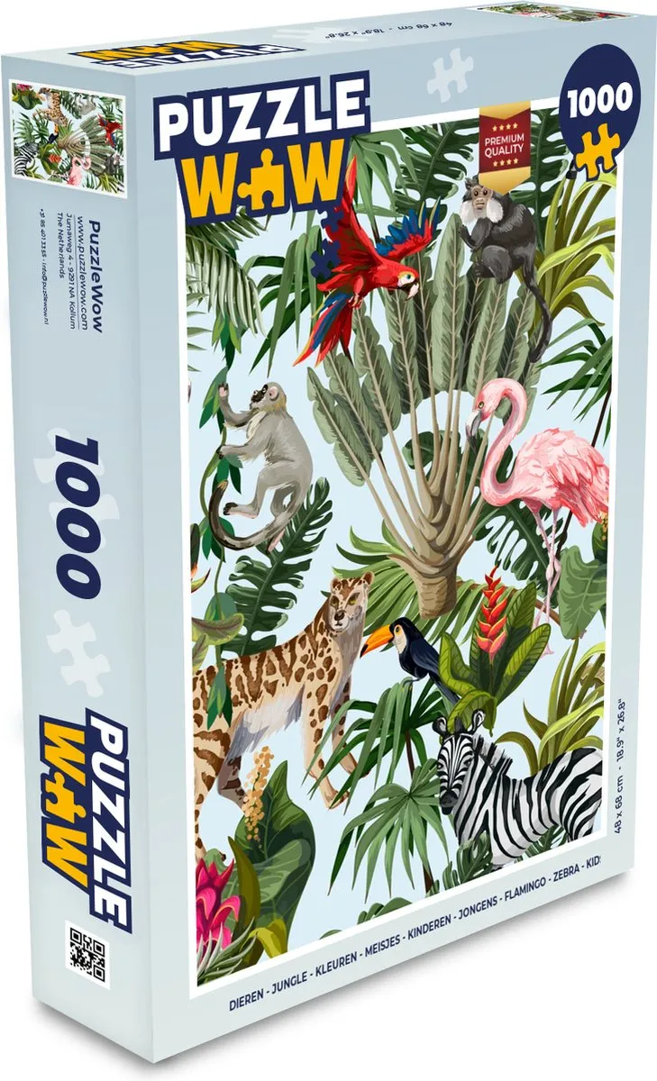 PuzzleWow Jungle Dieren Legpuzzel 1000 Stuks - Multicolor