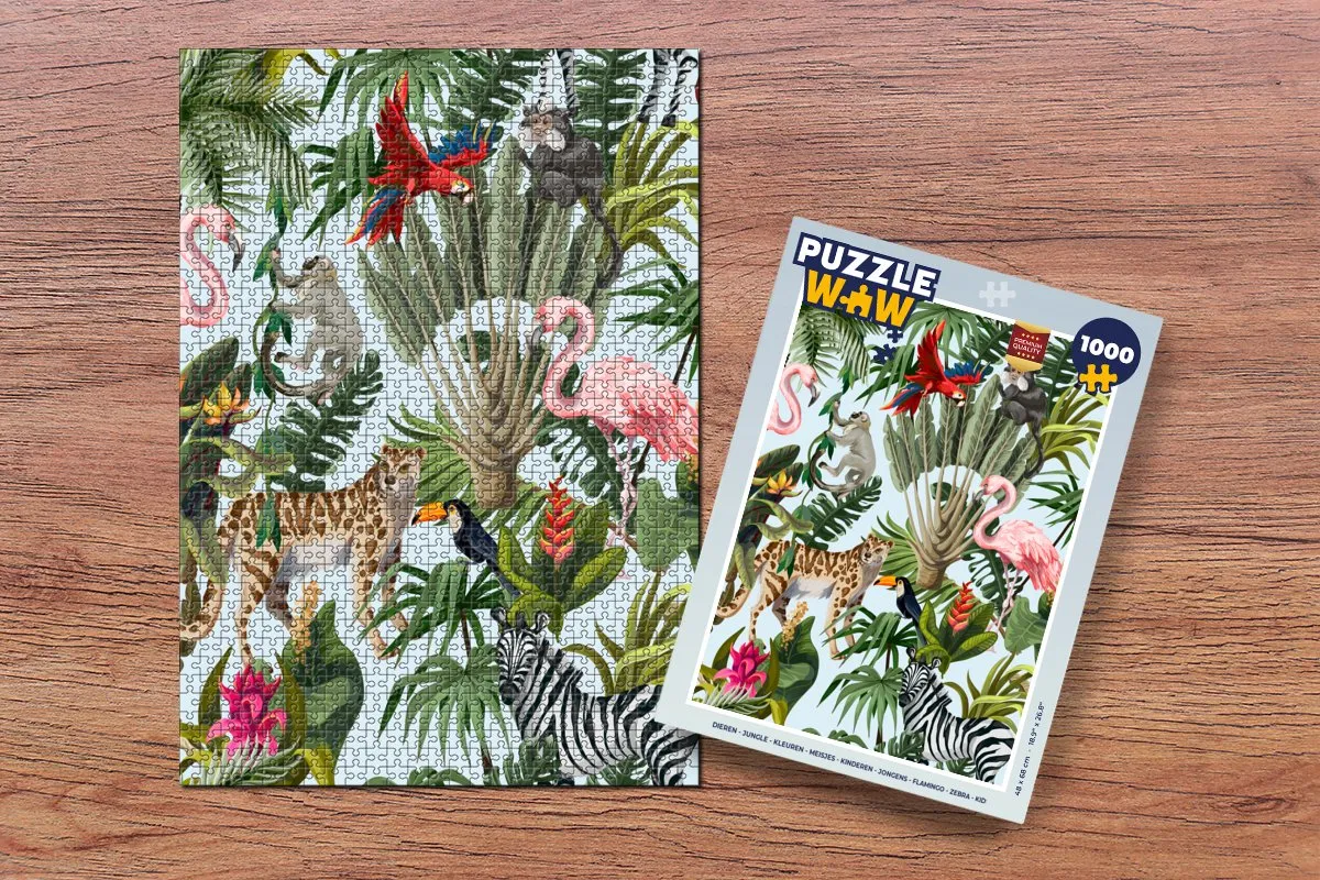 PuzzleWow Jungle Dieren Legpuzzel 1000 Stuks - Multicolor