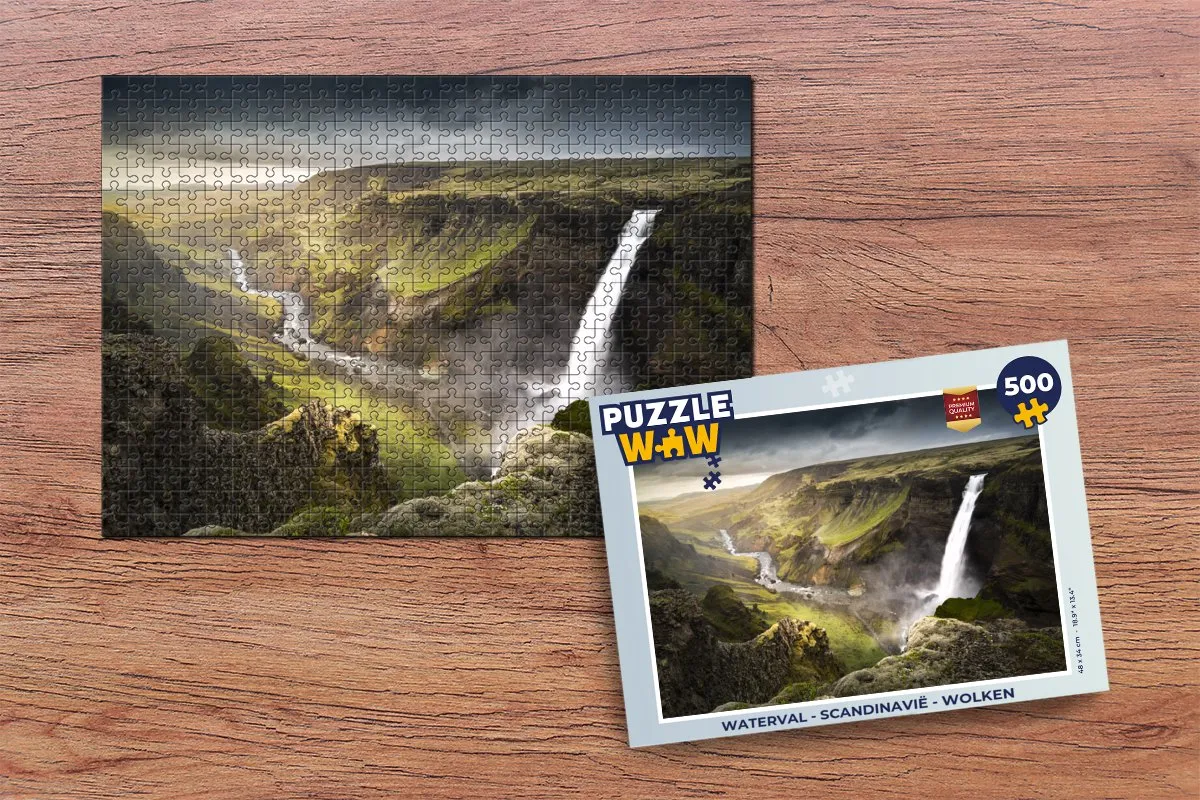 PuzzleWow Waterval Scandinavië Legpuzzel 500 Stuks - Multicolor