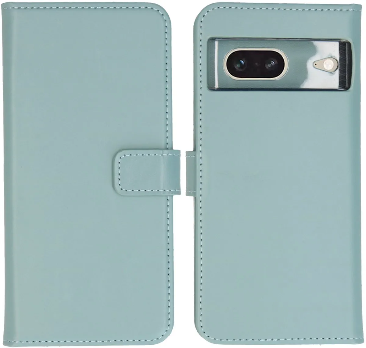 Selencia Hoesje Google Pixel 7 - Echt Lederen Bookcase Lichtblauw