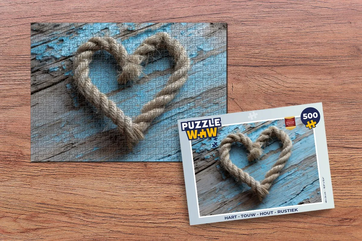 PuzzleWow Legpuzzel 500 Stuks - Hart & Touw - Hout