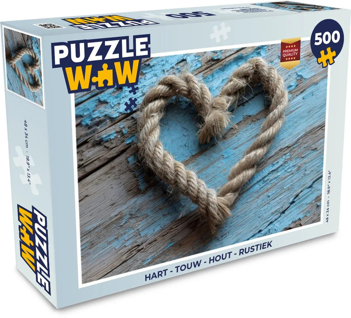 PuzzleWow Legpuzzel 500 Stuks - Hart & Touw - Hout