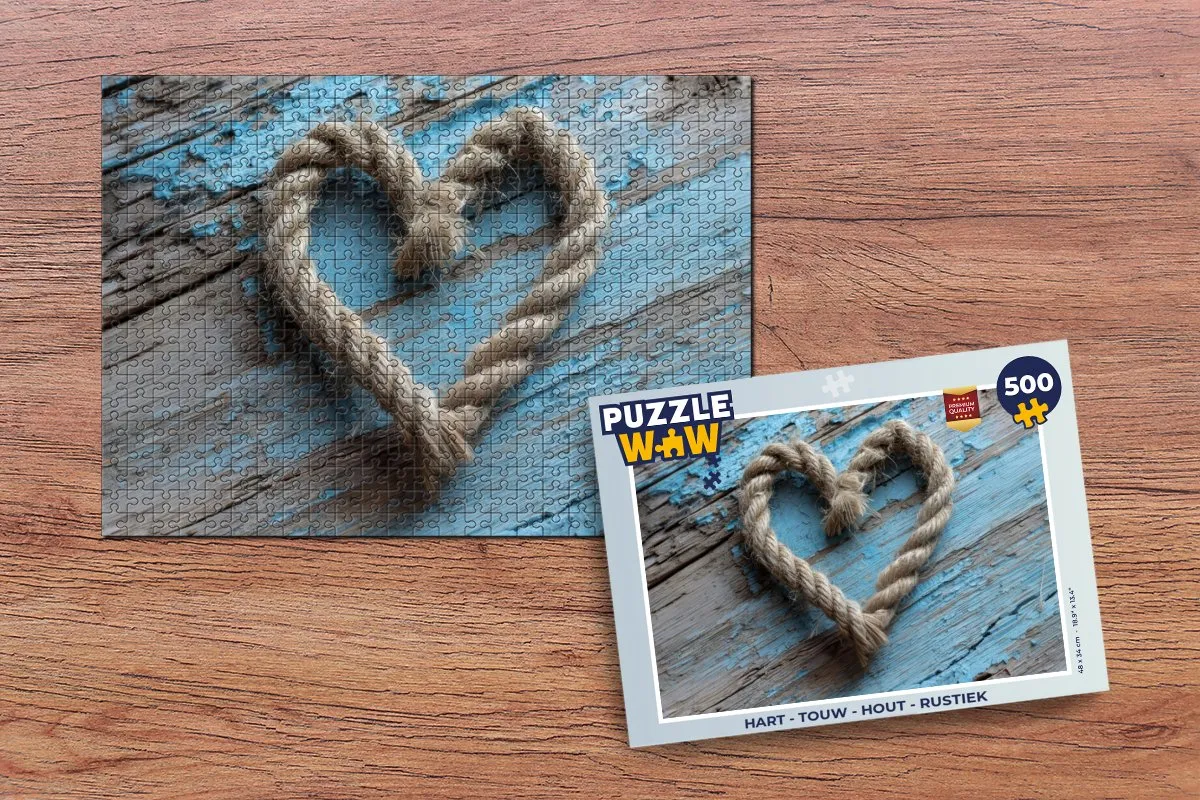 PuzzleWow Legpuzzel 500 Stuks - Hart & Touw - Hout