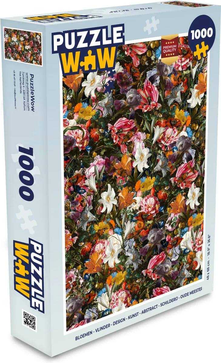 PuzzleWow Bloemen Vlinder Legpuzzel 1000 Stuks - Multicolor