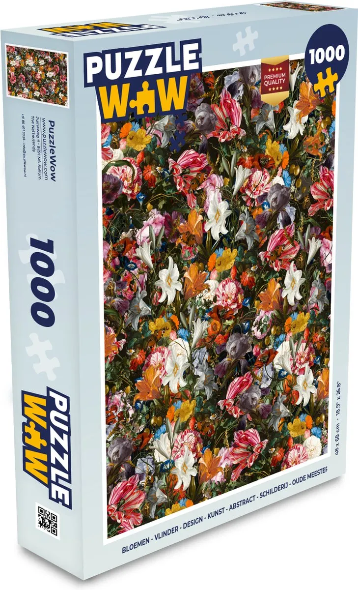 PuzzleWow Bloemen Vlinder Legpuzzel 1000 Stuks - Multicolor