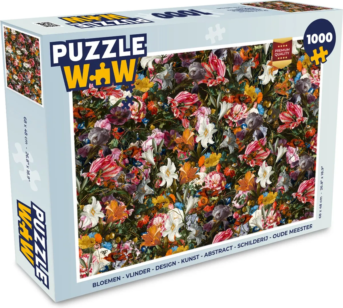 PuzzleWow Bloemen Vlinder Legpuzzel 1000 Stuks - Multicolor
