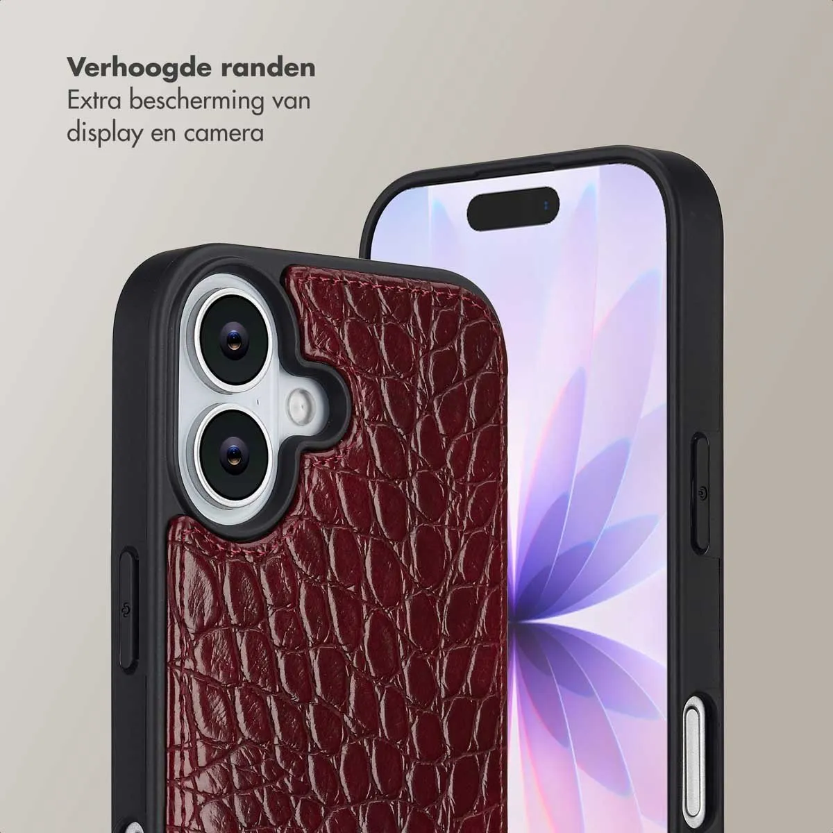 Selencia Hoesje iPhone 17 Croco Burgundy - 2 Pasjes