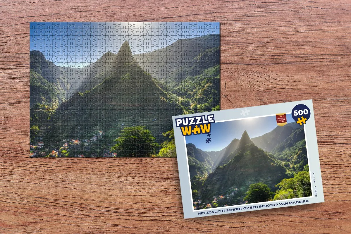 PuzzleWow Madeira Zonlicht Bergtop Legpuzzel 500 Stuks - Multicolor