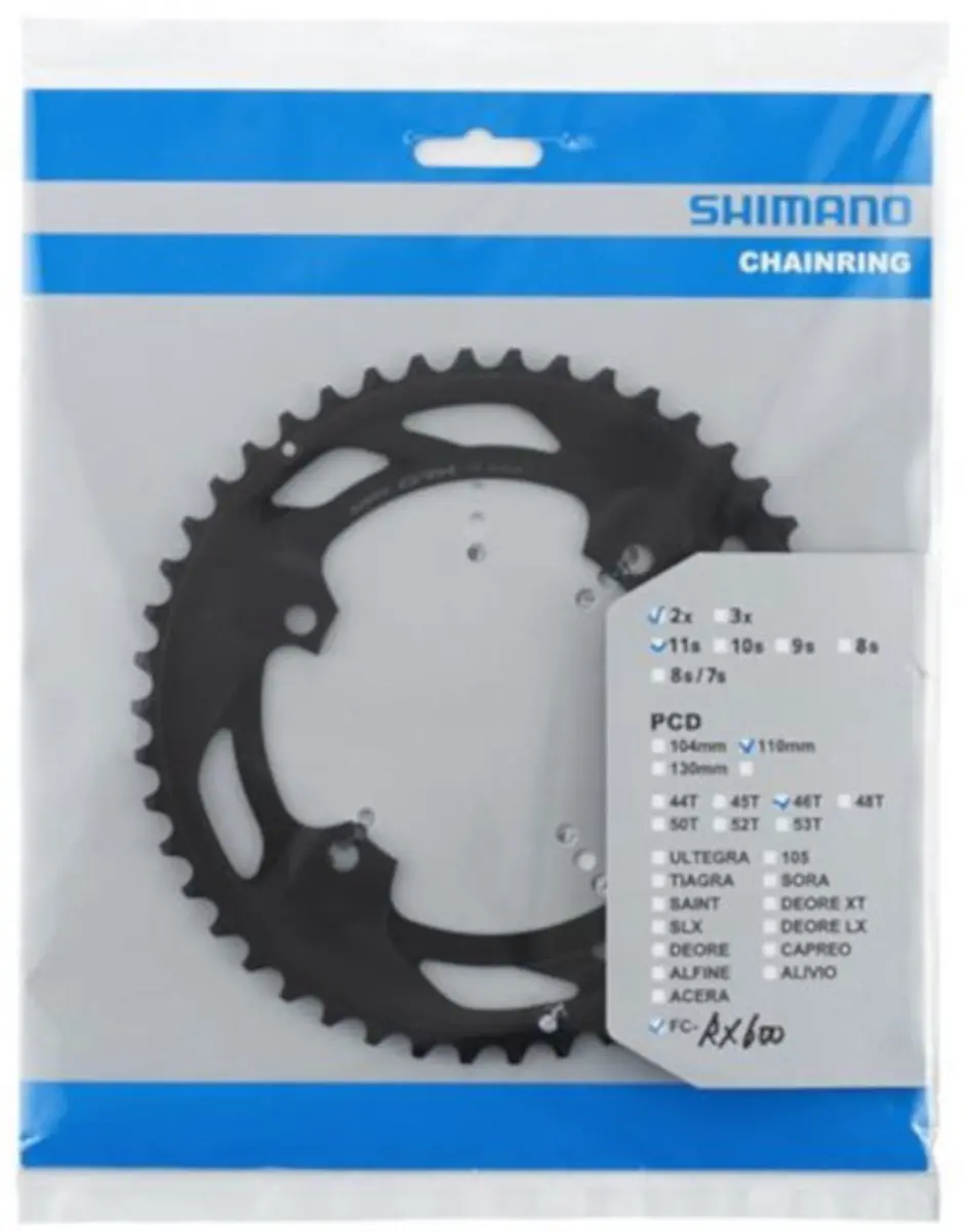 Shimano GRX FC-RX600-11 Kettingblad 46T - 2x11-Speed Gravel - Zwart - afbeelding 3 van 6