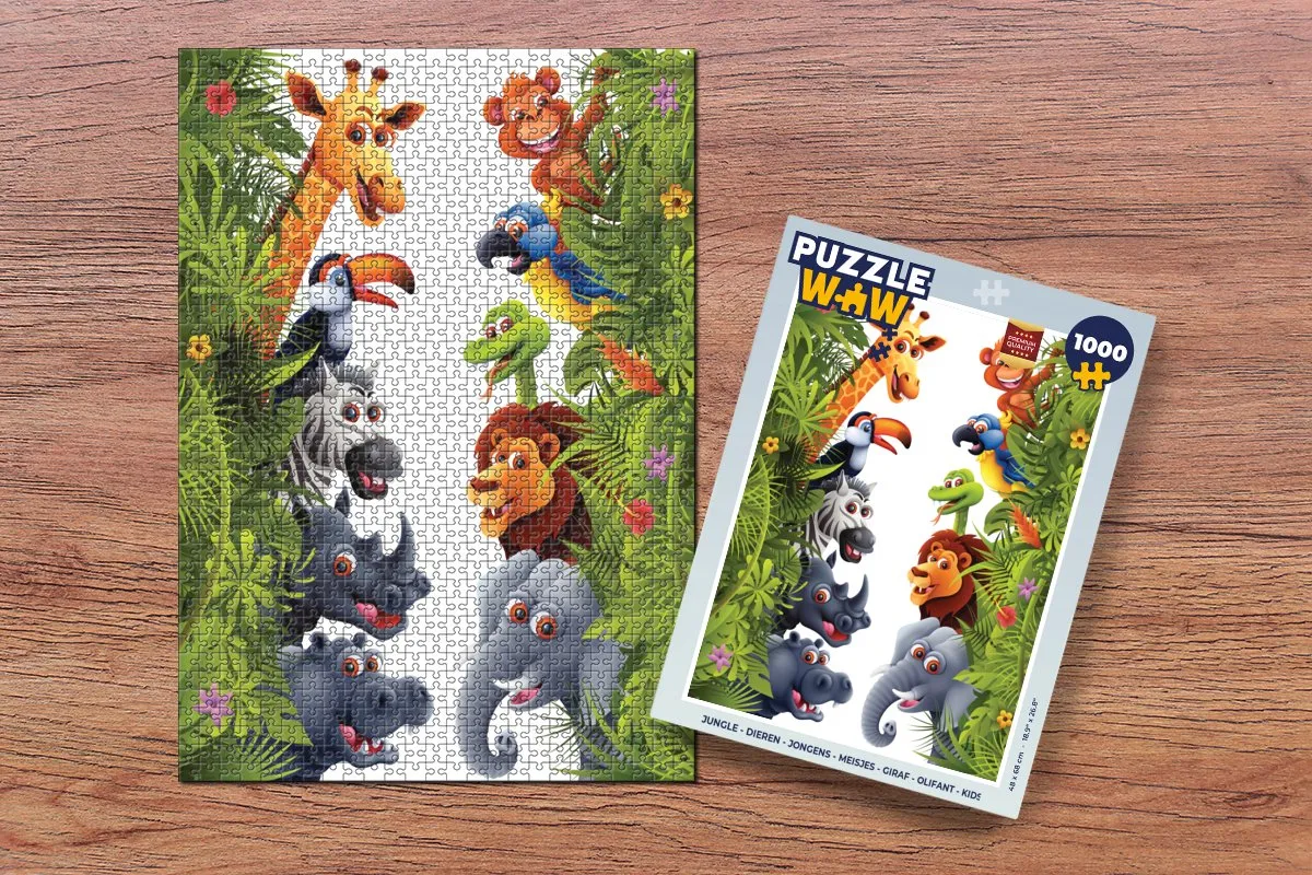 PuzzleWow Jungle Dieren Legpuzzel 1000 Stuks - Multicolor