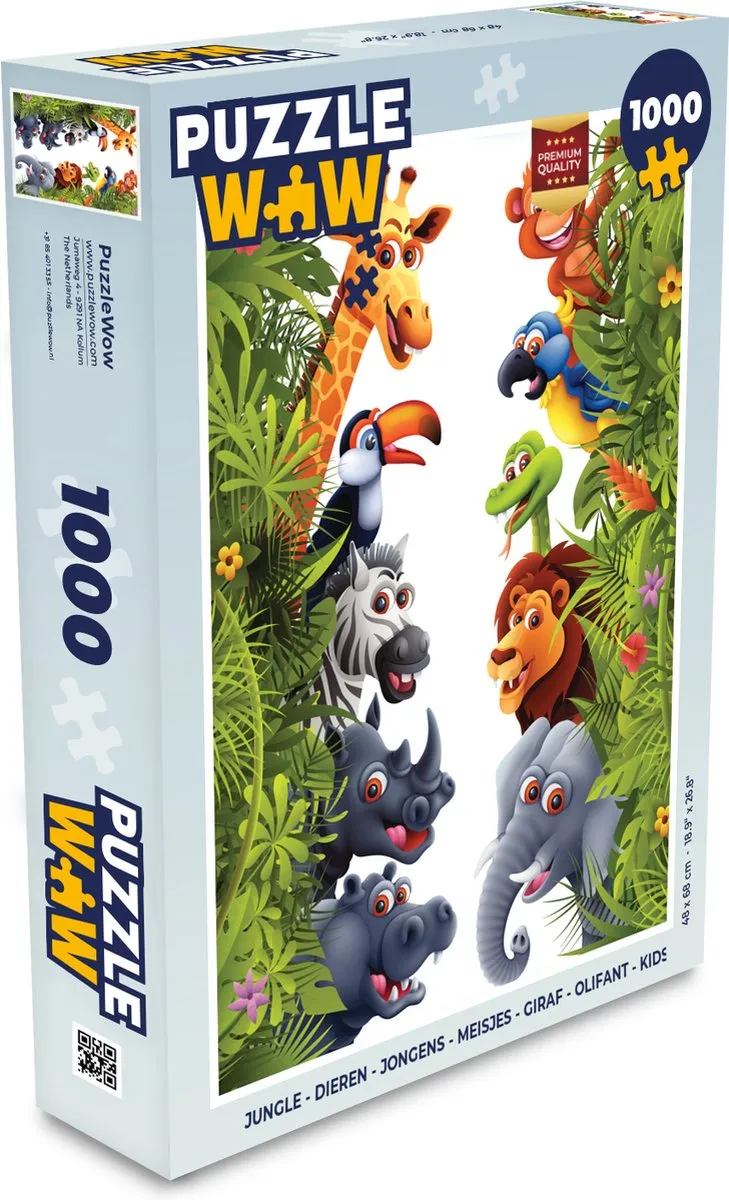 PuzzleWow Jungle Dieren Legpuzzel 1000 Stuks - Multicolor
