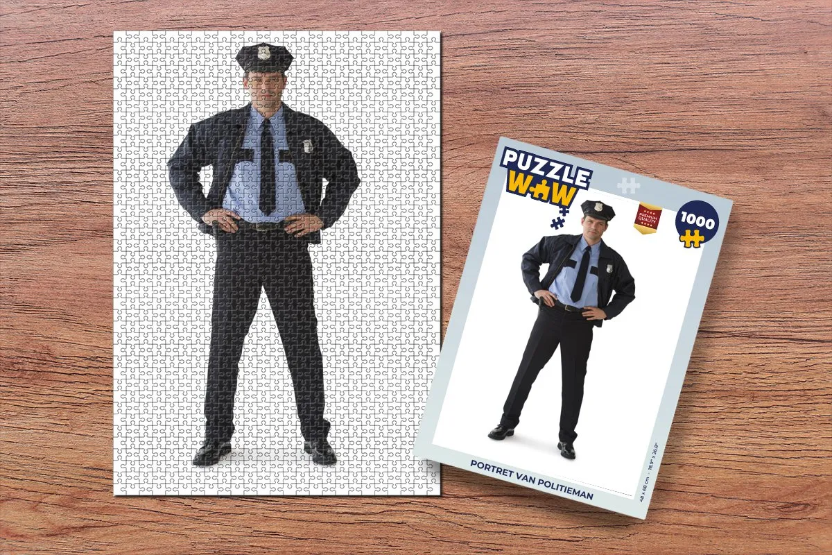 PuzzleWow Portret van politieman Legpuzzel 1000 Stuks - Multicolor
