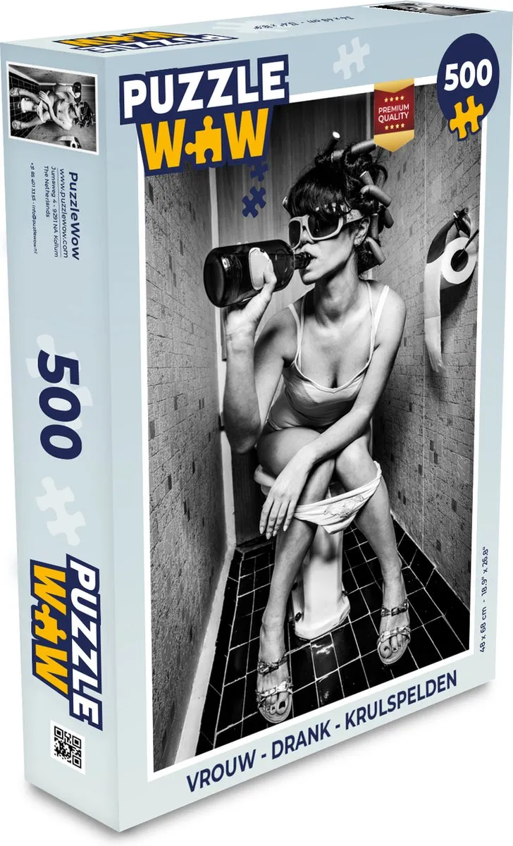 PuzzleWow Vrouw Drank Krulspelden Legpuzzel 500 Stuks