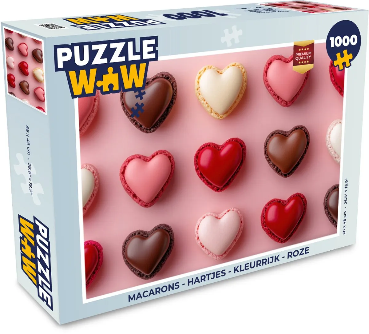 PuzzleWow Macarons Hartjes Legpuzzel 1000 Stuks - Roze