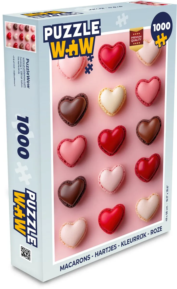 PuzzleWow Macarons Hartjes Legpuzzel 1000 Stuks - Roze