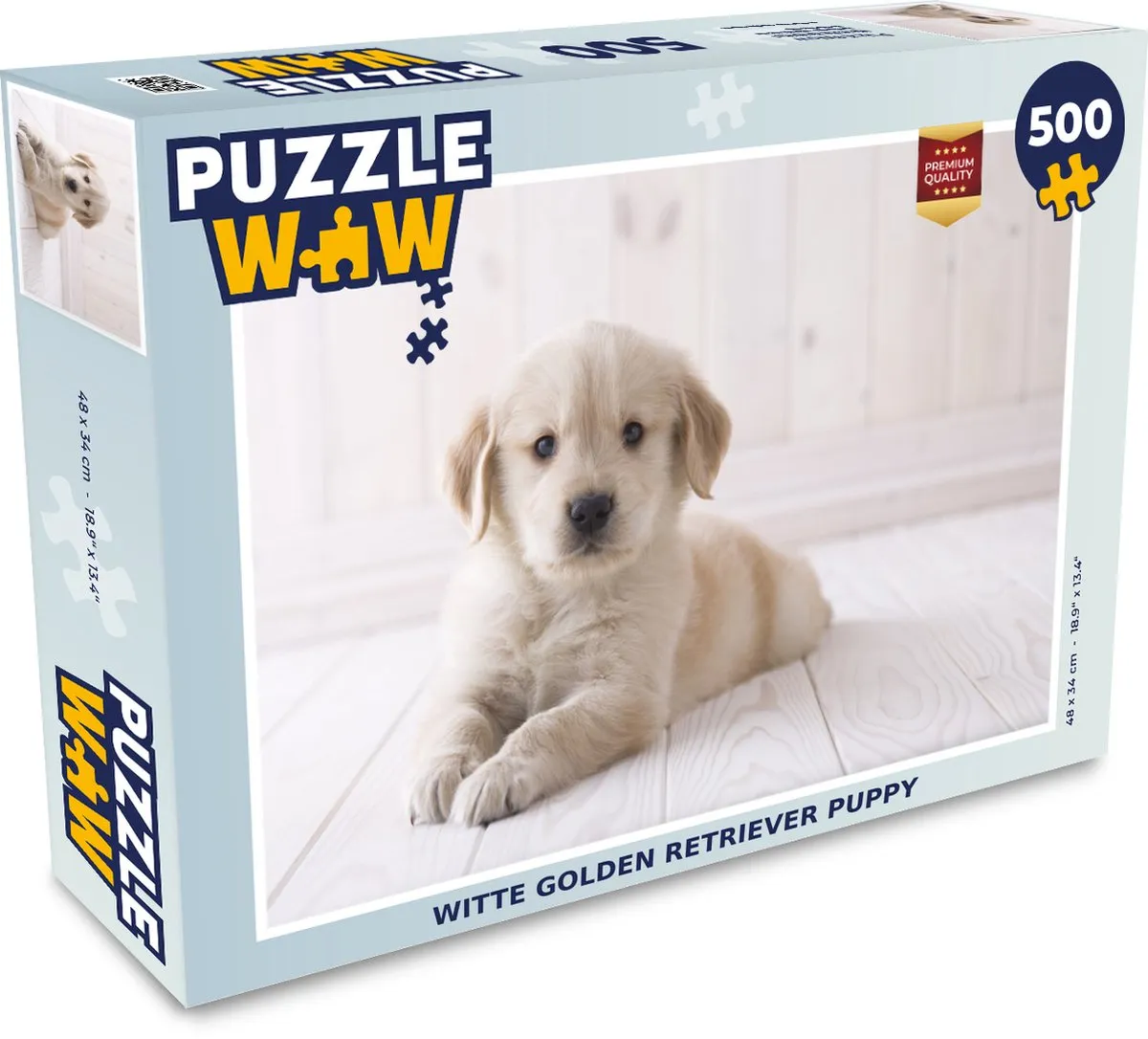 PuzzleWow Witte Golden Retriever Puppy Legpuzzel 500 Stuks