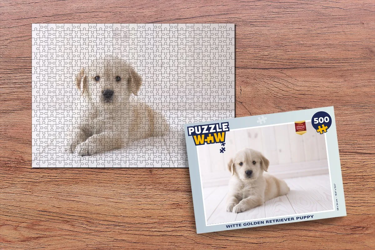 PuzzleWow Witte Golden Retriever Puppy Legpuzzel 500 Stuks
