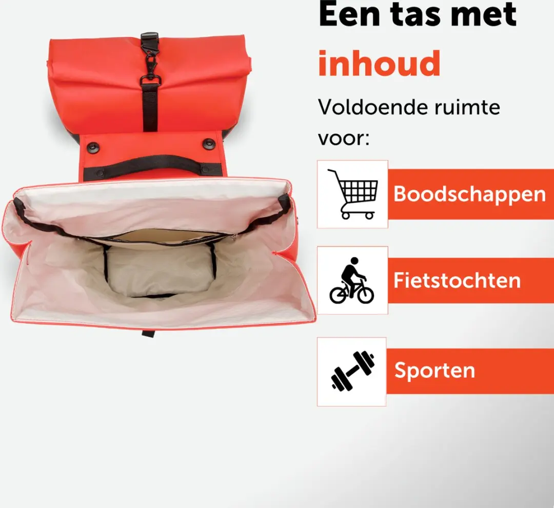 New Looxs Nyborg Double Dubbele Fietstas 34L - MIK Adapter - Zwart & Rood - afbeelding 6 van 6