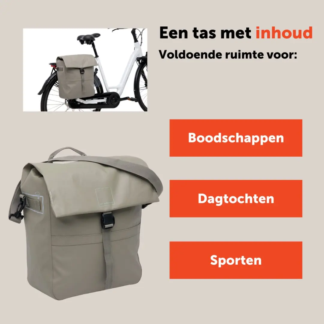 New Looxs Leeds Single Fietstas 19L - Taupe - afbeelding 3 van 6