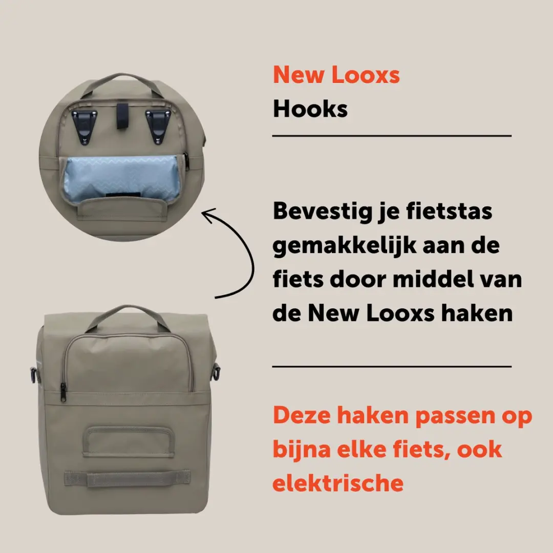 New Looxs Leeds Single Fietstas 19L - Taupe - afbeelding 2 van 6