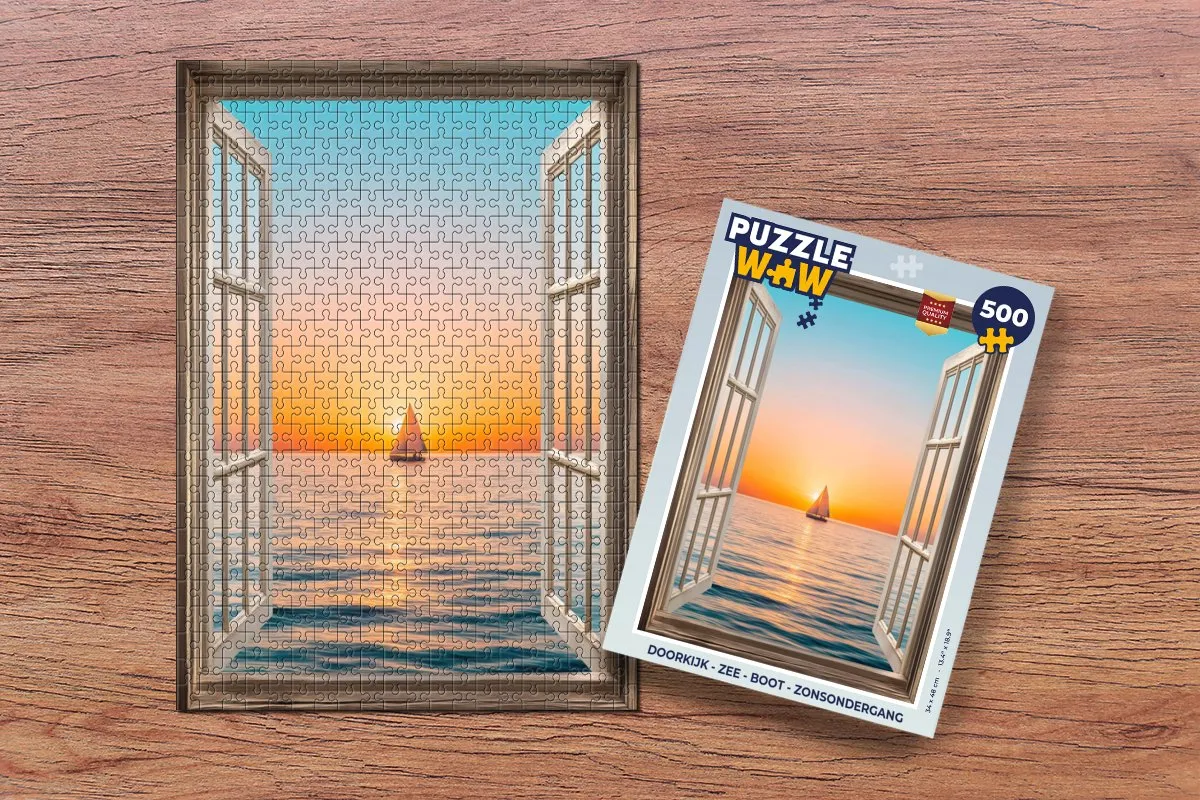 PuzzleWow Zee Boot Legpuzzel 500 Stuks - Zonsondergang