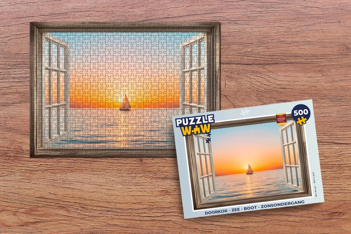 PuzzleWow Zee Boot Legpuzzel 500 Stuks - Zonsondergang