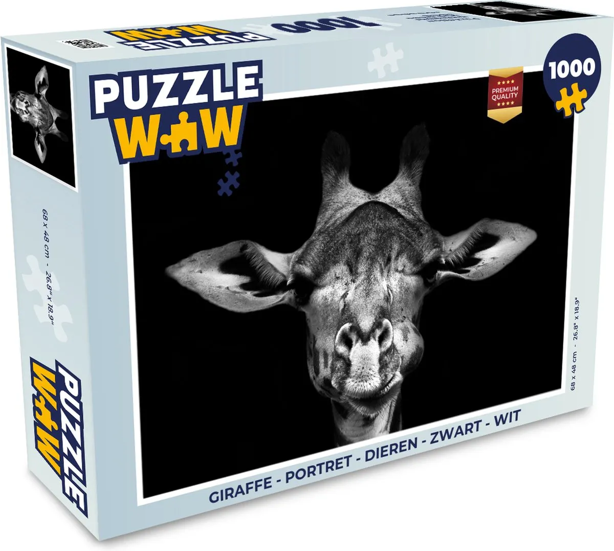 PuzzleWow Giraffe Portret Legpuzzel 1000 Stuks - Multicolor