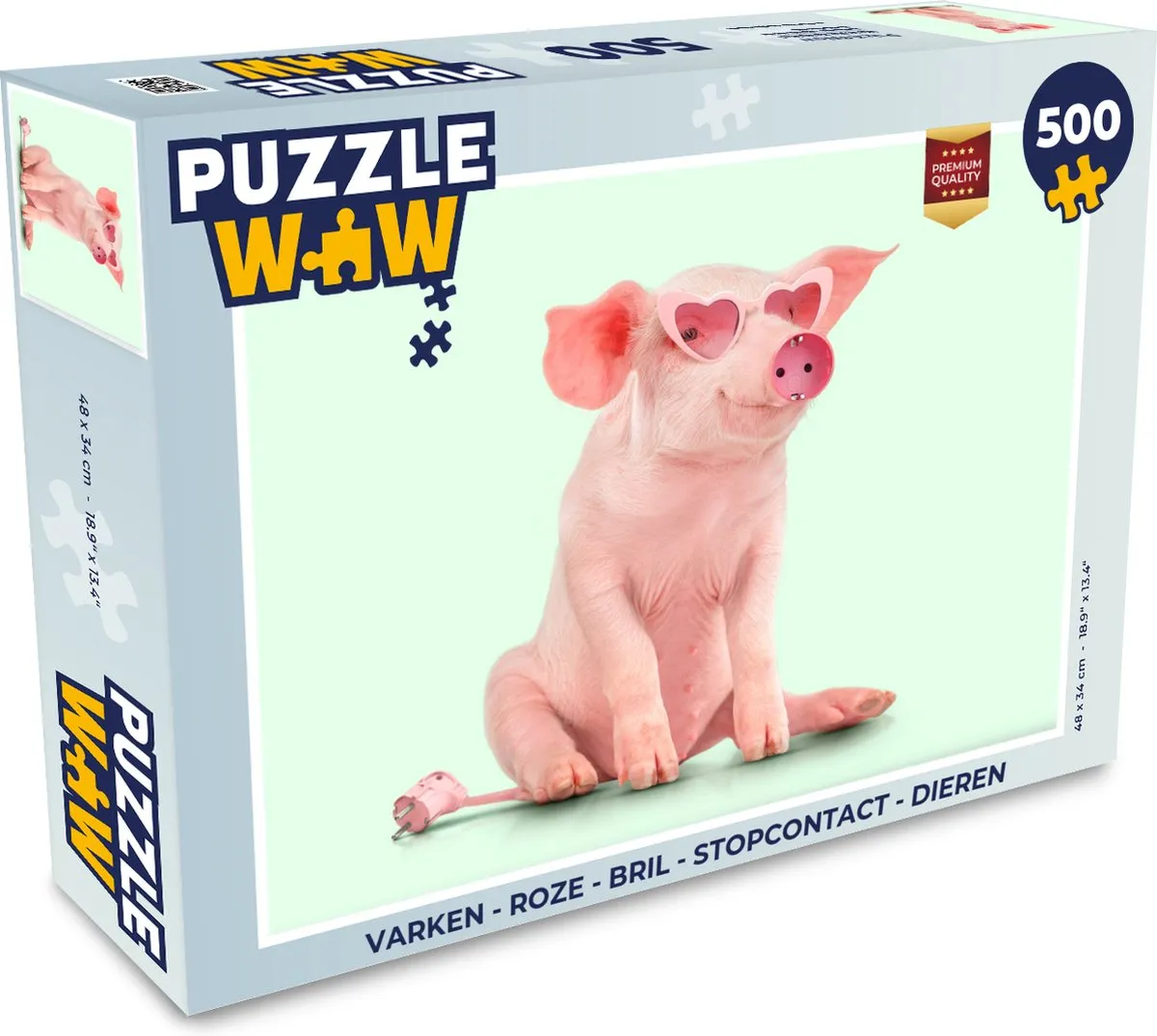 PuzzleWow Varken Bril Stopcontact Legpuzzel 500 Stuks - Multicolor