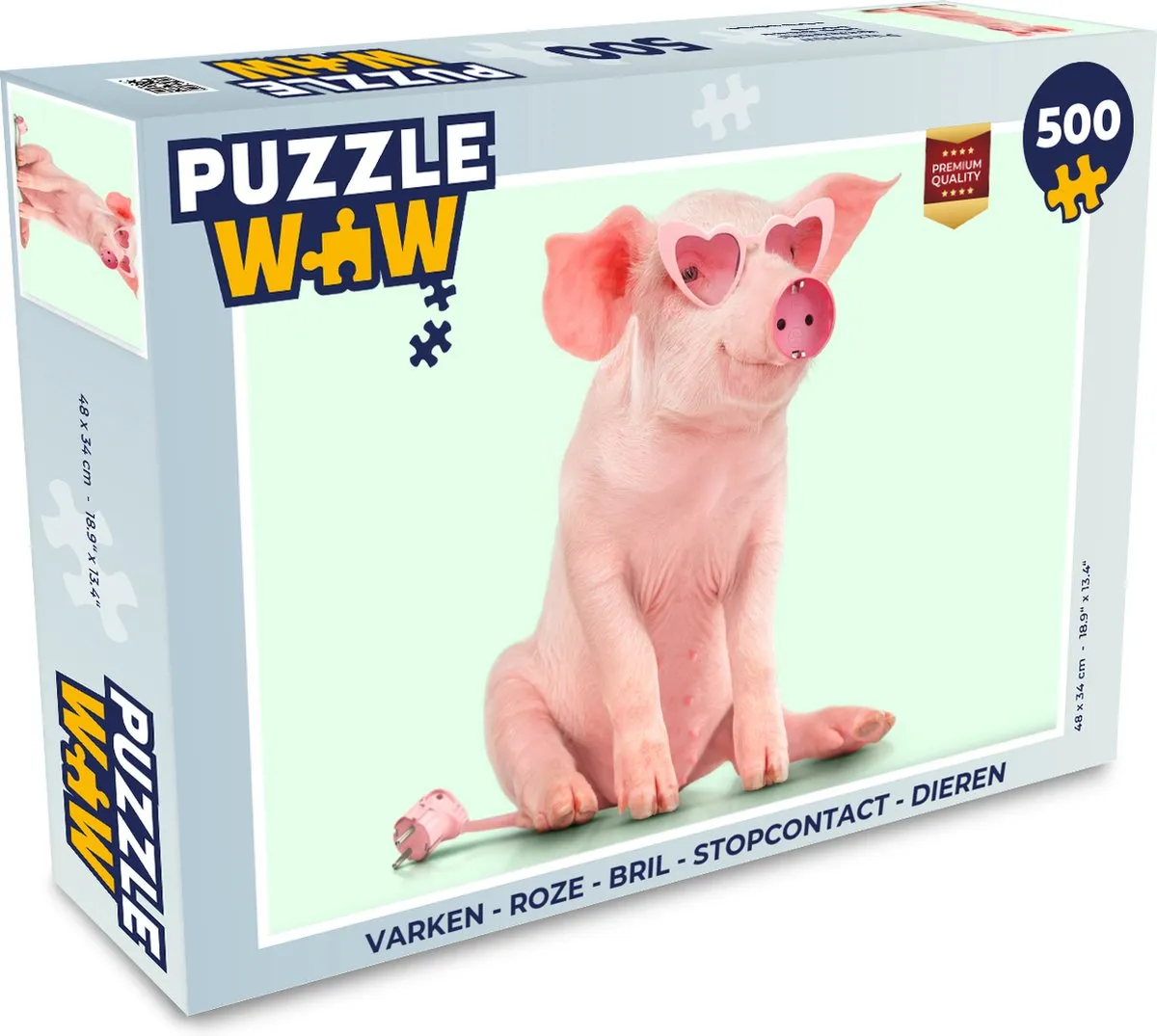 PuzzleWow Varken Bril Stopcontact Legpuzzel 500 Stuks - Multicolor