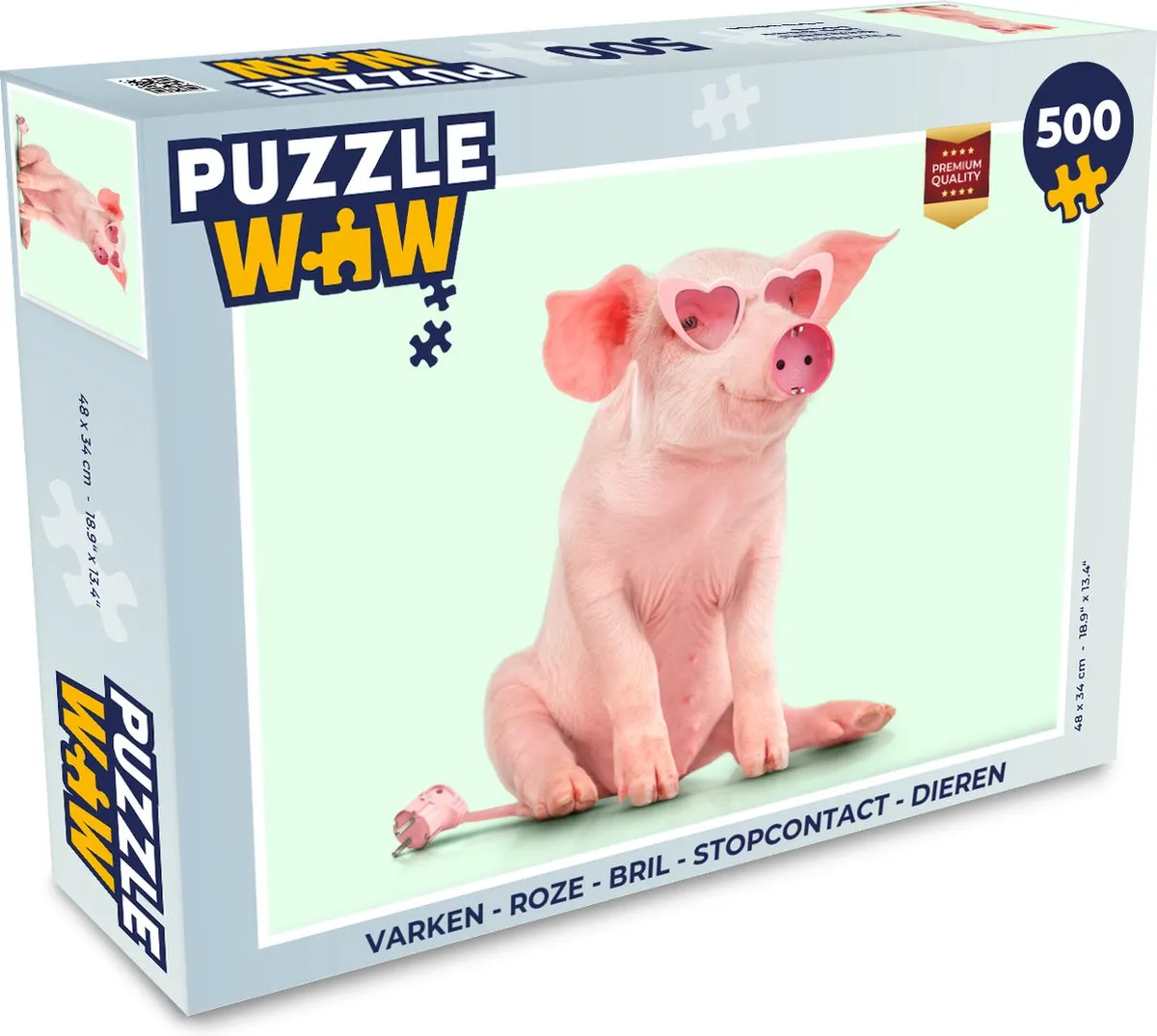 PuzzleWow Varken Bril Stopcontact Legpuzzel 500 Stuks - Multicolor