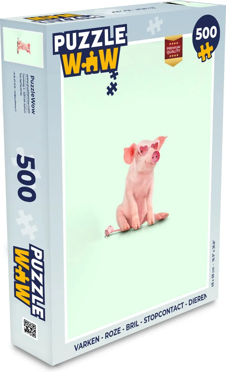 PuzzleWow Varken Bril Stopcontact Legpuzzel 500 Stuks