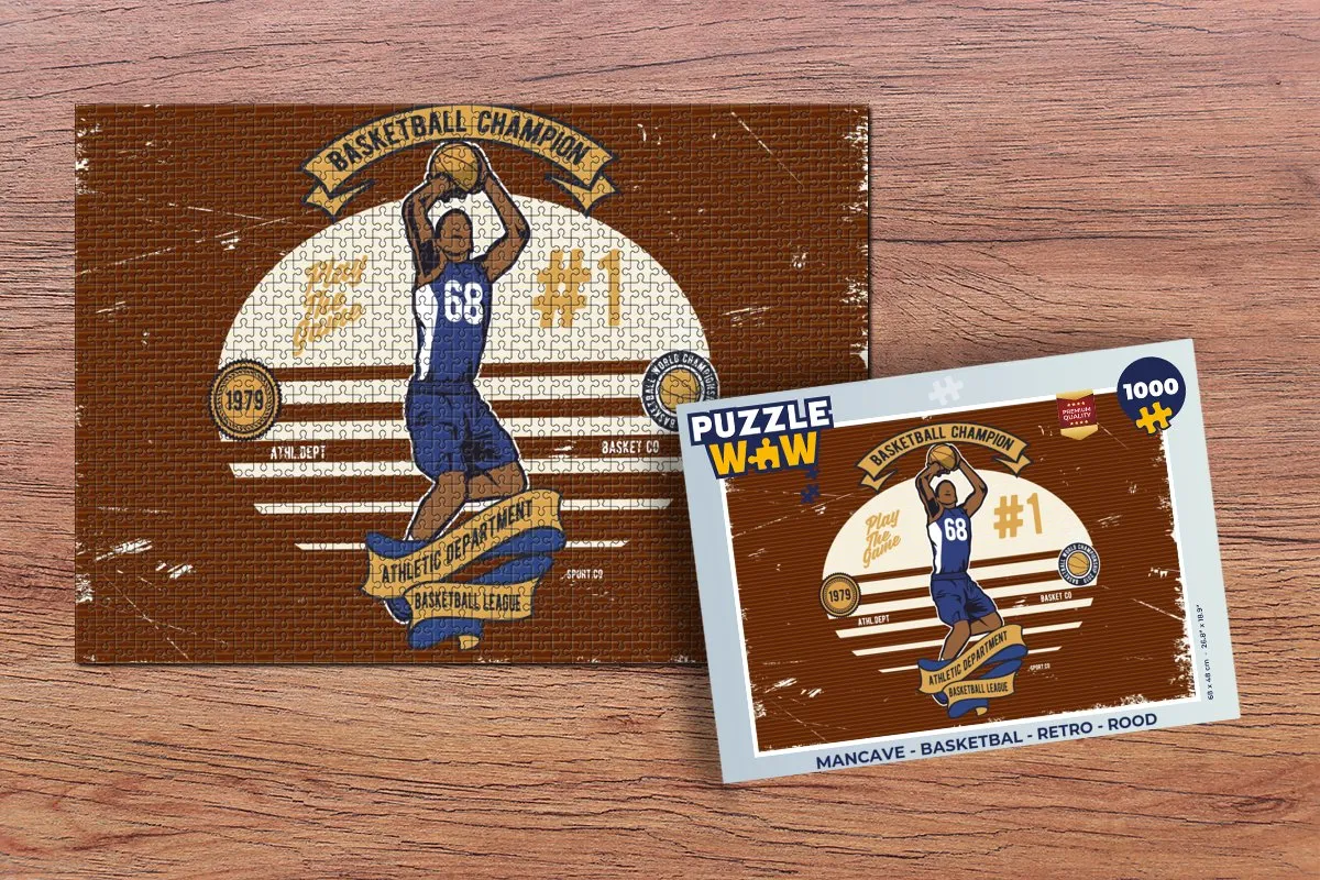 PuzzleWow Mancave Basketbal Retro Legpuzzel 1000 Stuks - Multicolor