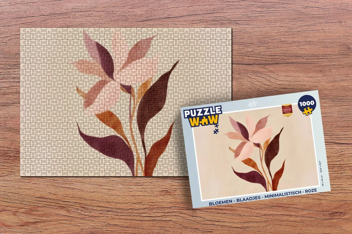 PuzzleWow Minimalistische Roze Bloemen Legpuzzel 1000 Stuks