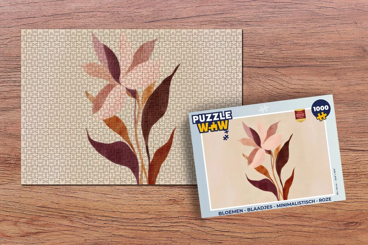 PuzzleWow Minimalistische Roze Bloemen Legpuzzel 1000 Stuks