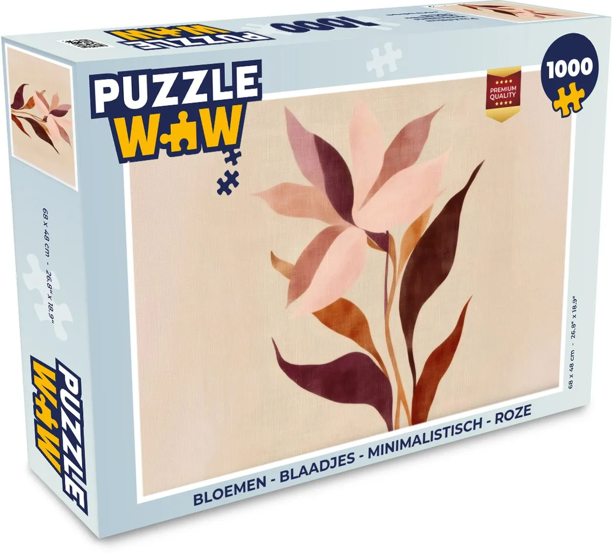 PuzzleWow Minimalistische Roze Bloemen Legpuzzel 1000 Stuks