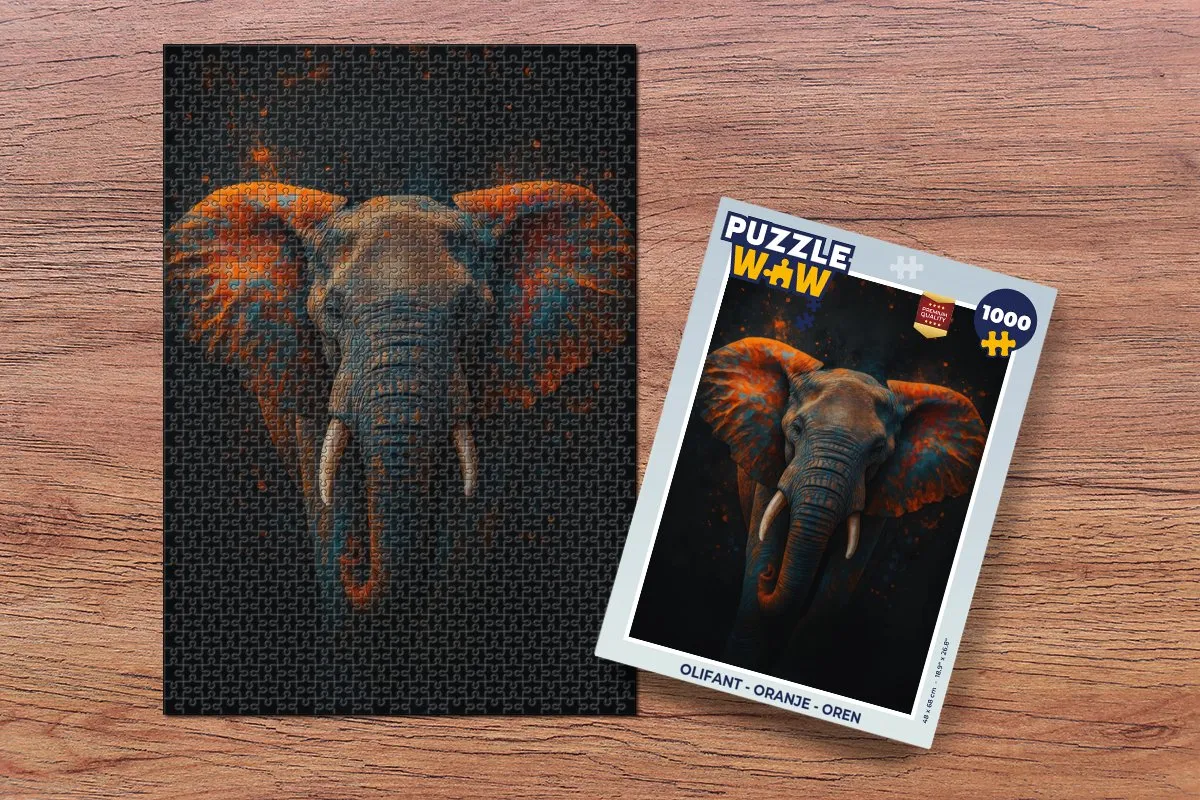 PuzzleWow Legpuzzel Olifant 1000 Stuks - Oranje