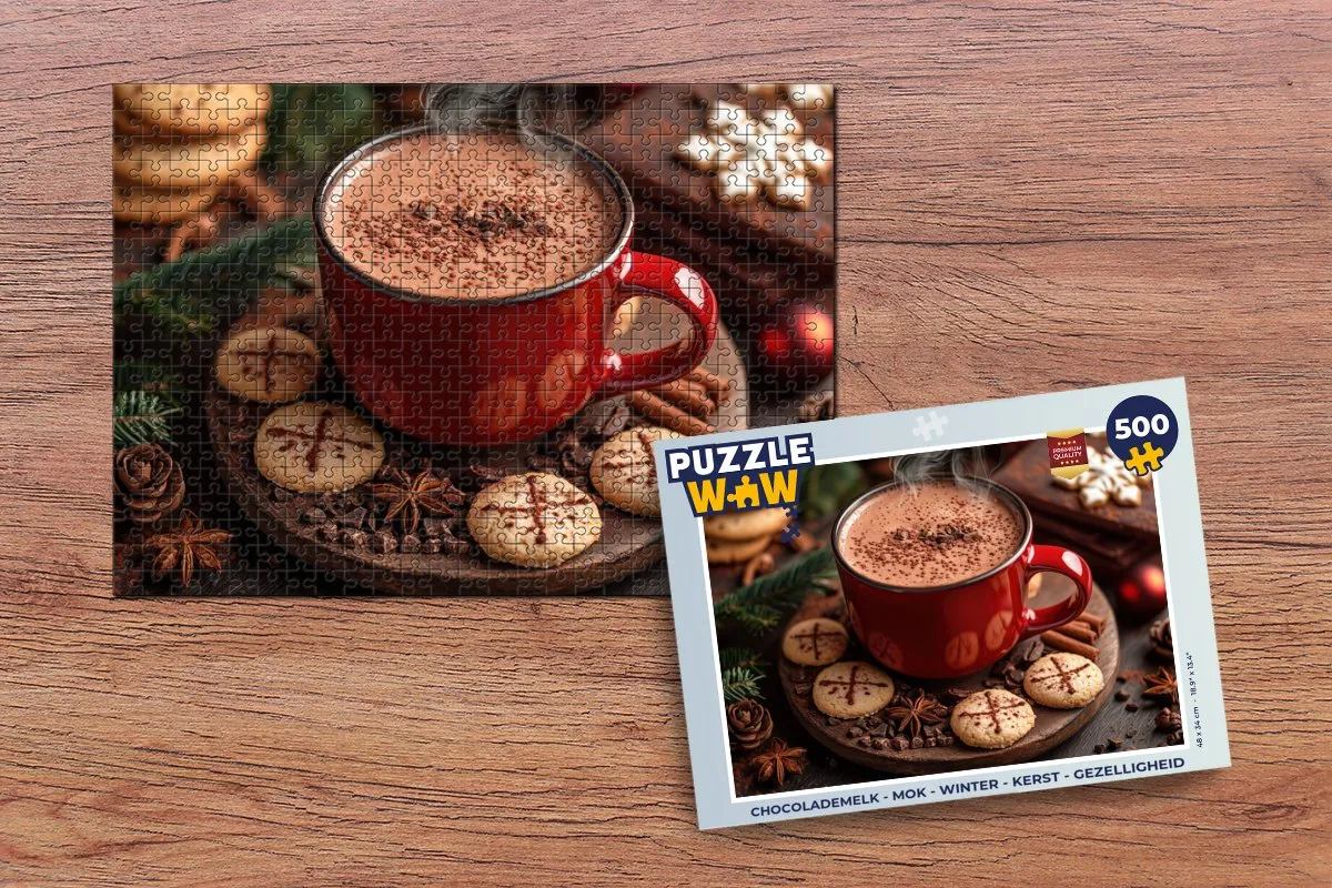 PuzzleWow Kerstmok Legpuzzel 500 Stuks - Winter