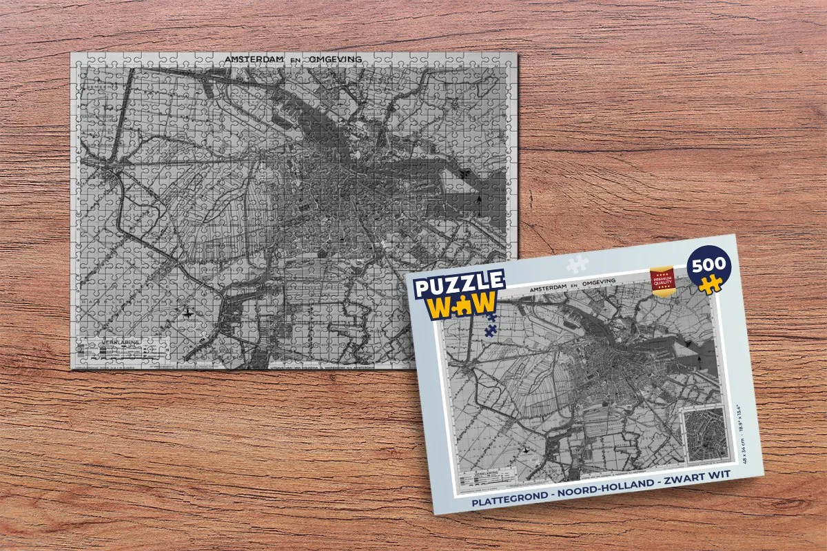 PuzzleWow Noord-Holland Legpuzzel 500 Stuks - Zwart Wit