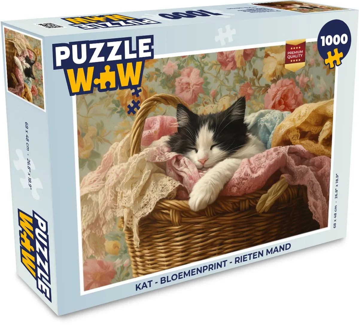 PuzzleWow Kat Bloemenprint Legpuzzel 1000 Stuks