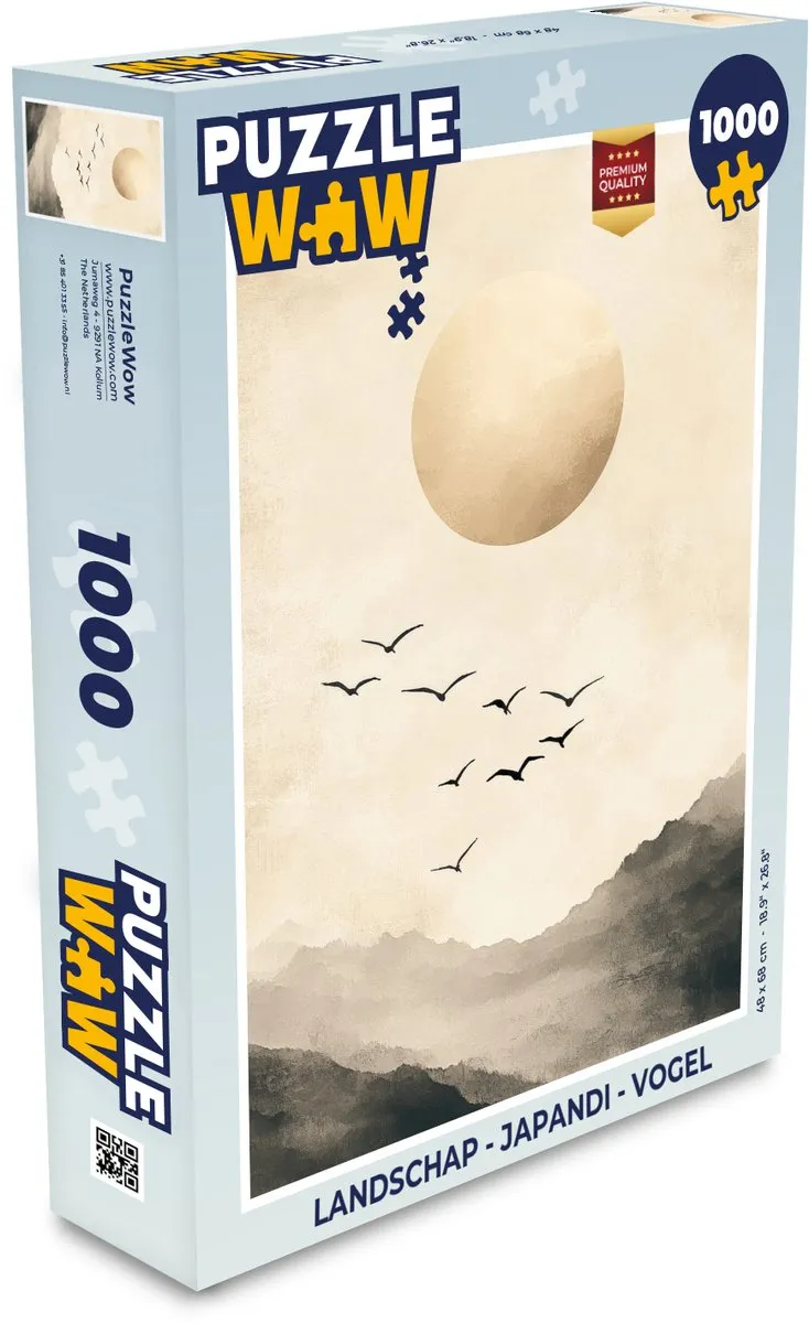 PuzzleWow Landschap Japandi Vogel Legpuzzel 1000 Stuks