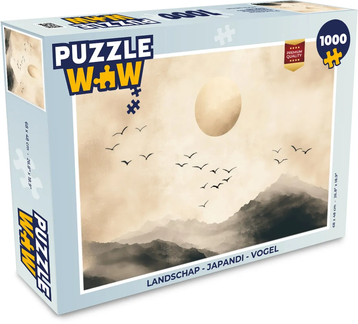 PuzzleWow Landschap Japandi Vogel Legpuzzel 1000 Stuks