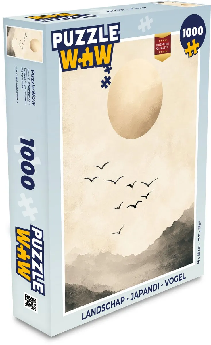 PuzzleWow Landschap Japandi Vogel Legpuzzel 1000 Stuks