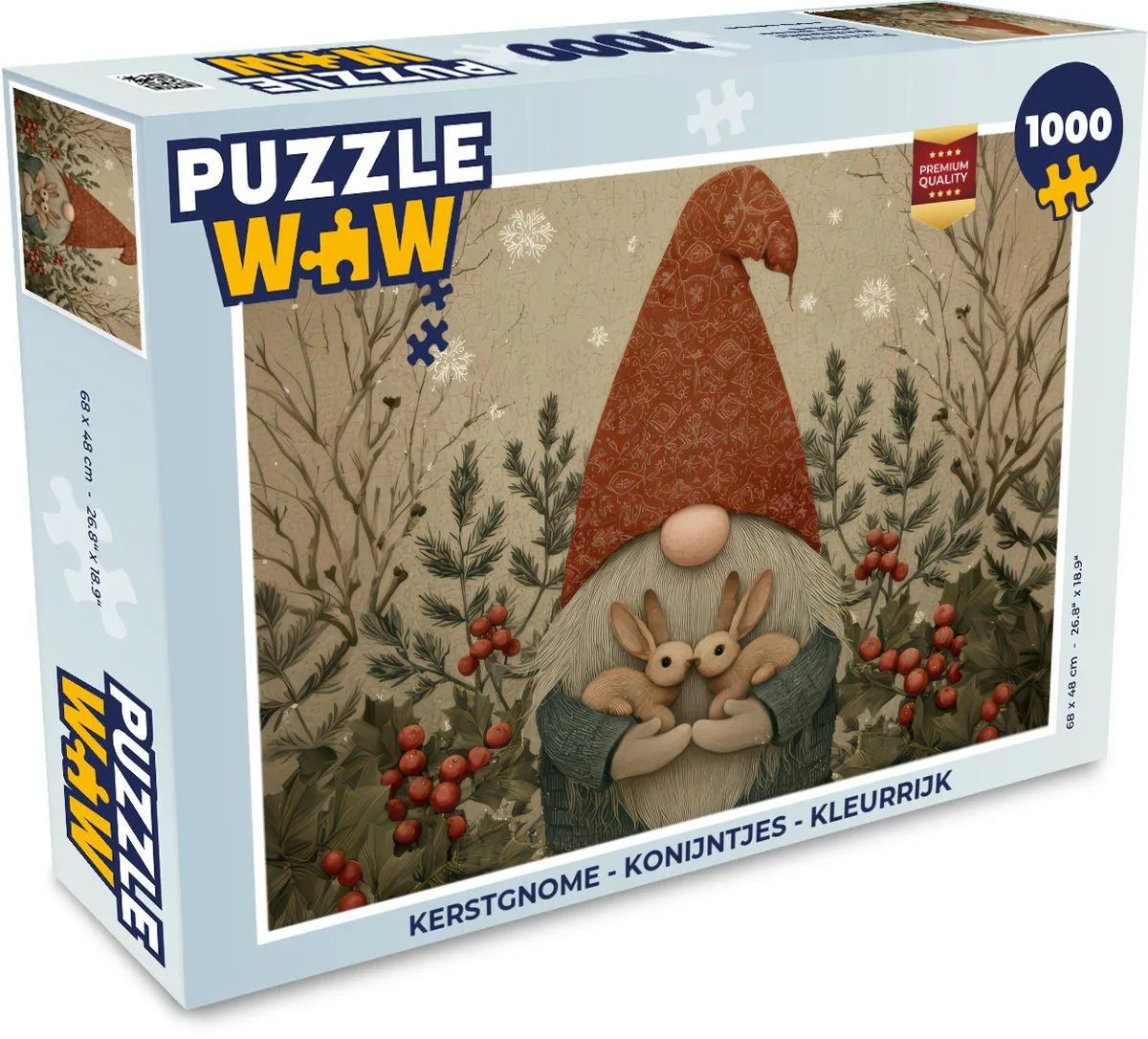 PuzzleWow Kerstgnome Konijntjes Puzzel 500 Stuks - Kleurrijk