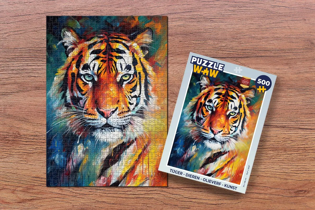 PuzzleWow Tijger Dieren Legpuzzel 500 Stuks - Multicolor