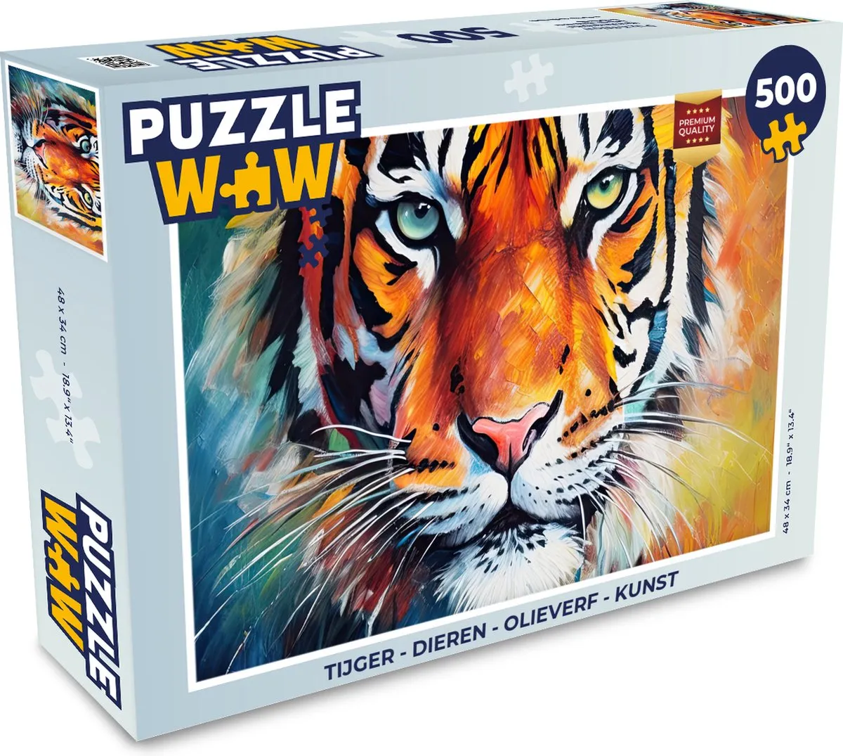 PuzzleWow Tijger Dieren Legpuzzel 500 Stuks - Multicolor