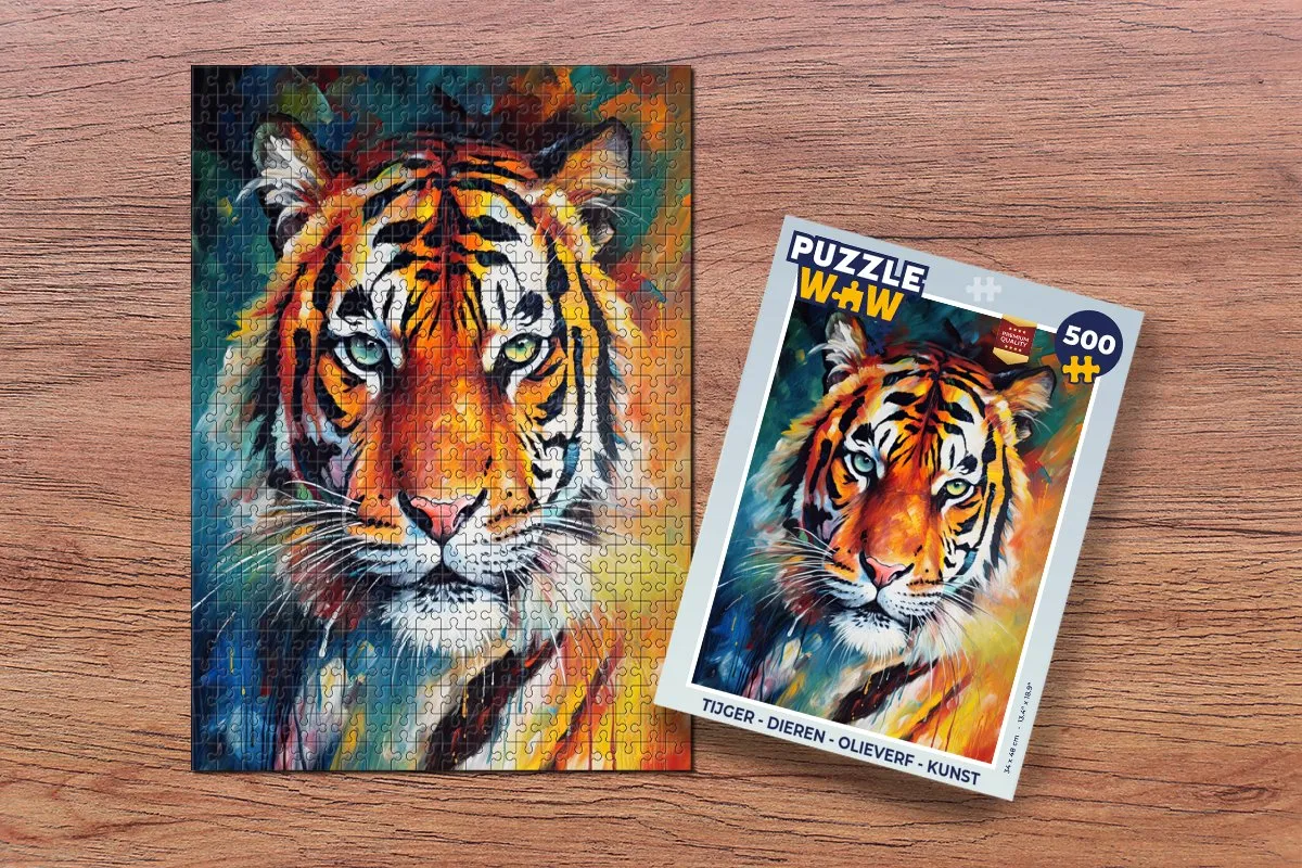 PuzzleWow Tijger Dieren Legpuzzel 500 Stuks - Multicolor