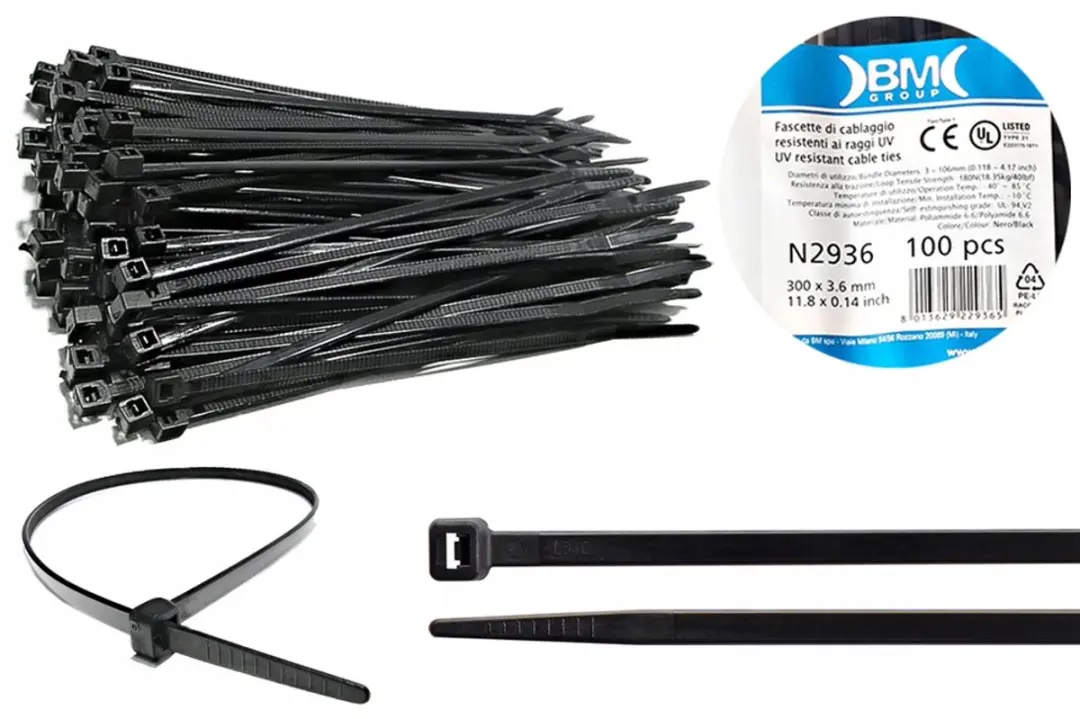 Kabelbinders Zwart 300x3.6mm PA6.6 UV-bestendig