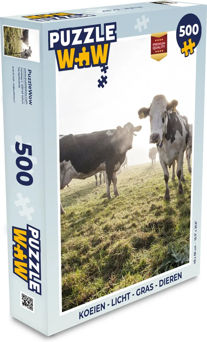 PuzzleWow Koeien Licht Gras Dieren Legpuzzel 500 Stuks - Multicolor