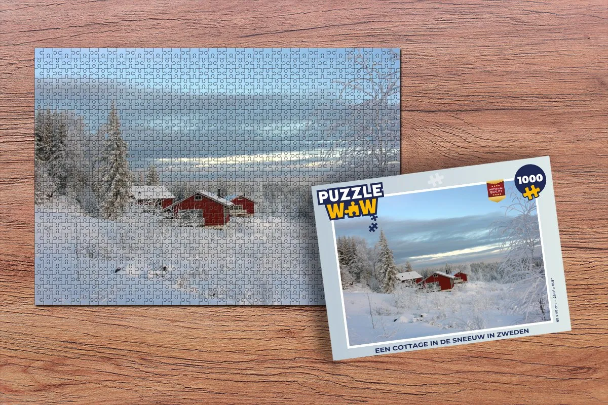 PuzzleWow Cottage in de Sneeuw Zweden Legpuzzel 1000 Stuks - Multicolor